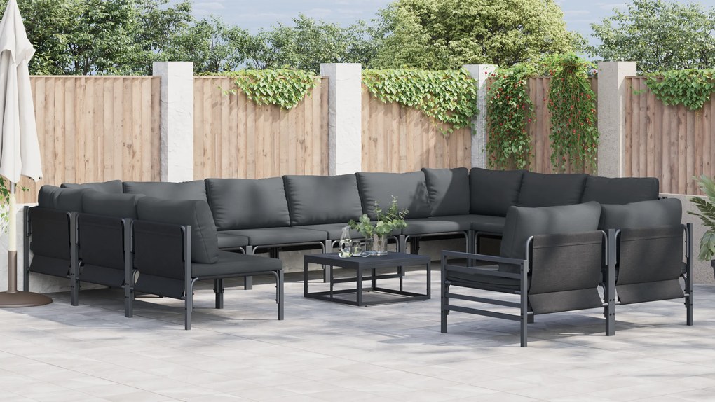 vidaXL Σετ Καναπέ Κήπου 12 pcs Ανθρακί Ατσάλι