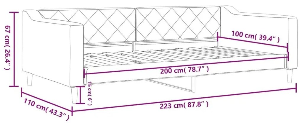 Καναπές Κρεβάτι Ανοιχτό Γκρι 100 x 200 εκ. Υφασμάτινος - Γκρι