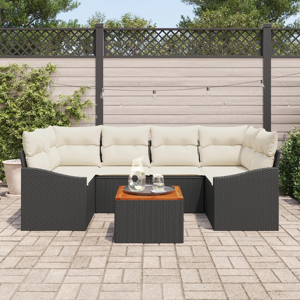 vidaXL Σετ καναπέ κήπου 7 pcs Μαύρος, λευκός 55 x 55 x 37 εκ