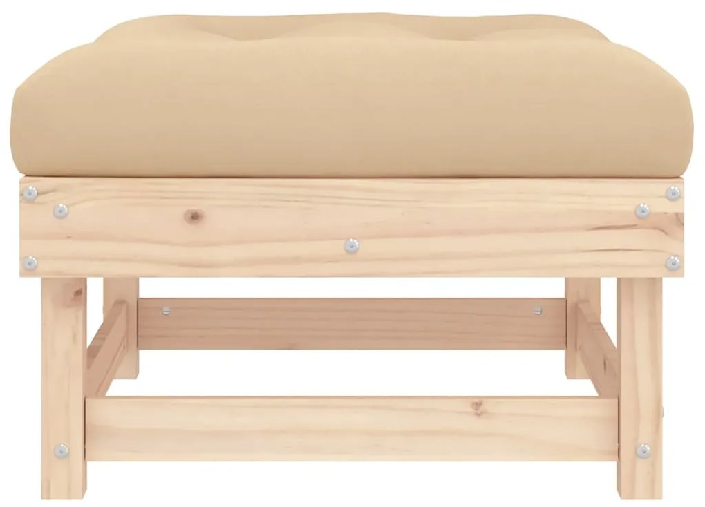 vidaXL Υποπόδιο Κήπου από Μασίφ Ξύλο Πεύκου με Μαξιλάρι