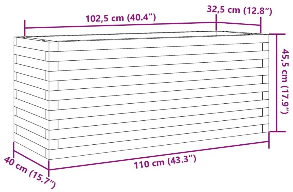 Ζαρντινιέρα Καφέ Κεριού 110x40x45,5 εκ. από Μασίφ Ξύλο Πεύκου - Καφέ