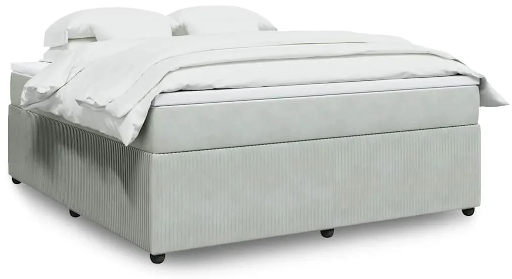 vidaXL Κρεβάτι Boxspring με Στρώμα Ανοιχτό Γκρι 180x200 εκ. Βελούδινο