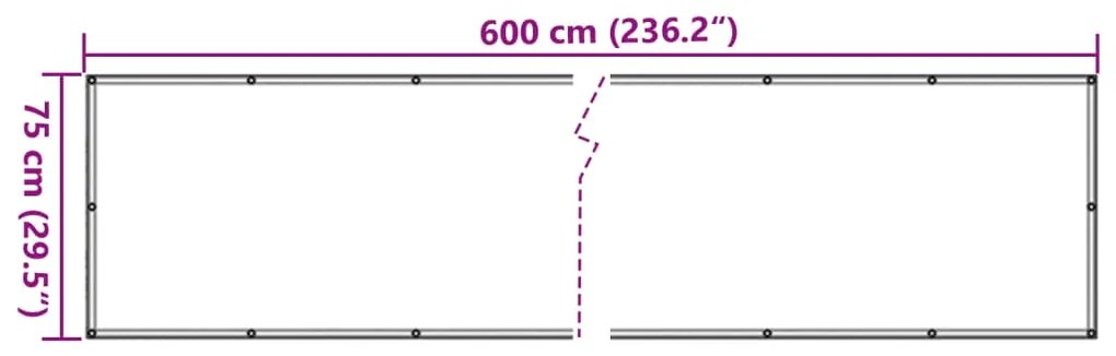 vidaXL Διαχωριστικό Βεράντας Ανθρακί 75 x 600 εκ. από Ύφασμα Oxford