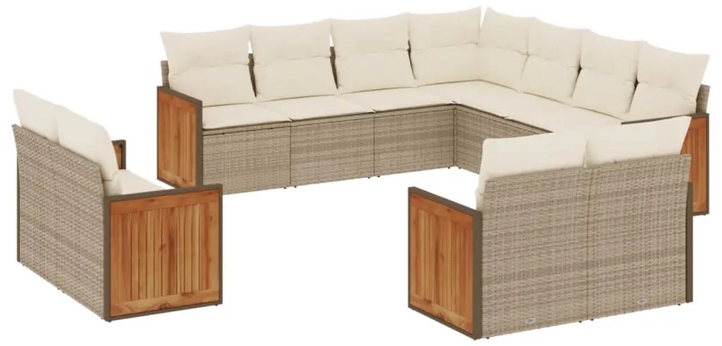 vidaXL Σαλόνι Κήπου Σετ 11 τεμ. Μπεζ Συνθετικό Ρατάν με Μαξιλάρια