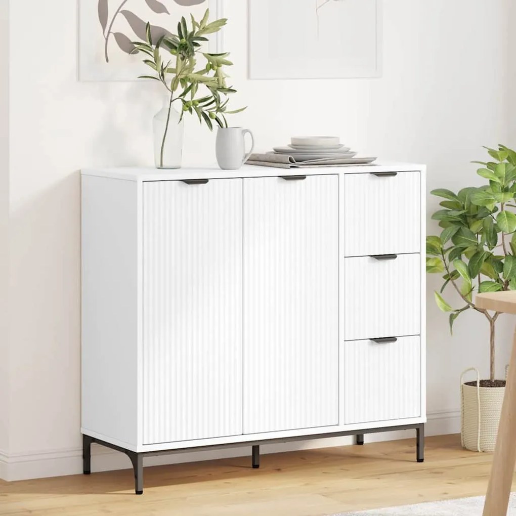 vidaXL Πλαϊνό γραφείο Λευκό 89.5 x 33 x 82 εκ. Επεξεργασμένο ξύλο