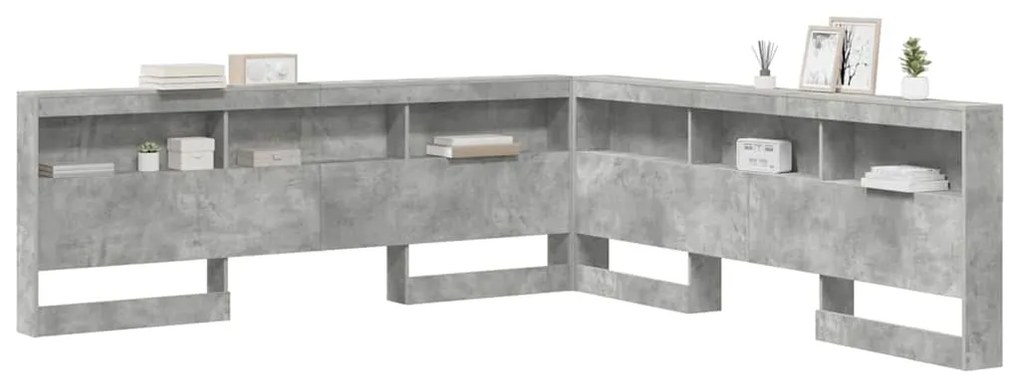 vidaXL Κεφαλάρι Αποθήκης Γκρι σκυροδέματος 180 cm Επεξεργασμένο ξύλο