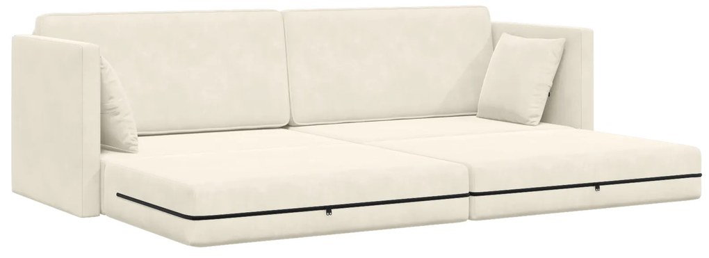 vidaXL Καναπές Κρεβάτι 2 σε 1 Κρεμ 213x144x60 cm Βελούδιο
