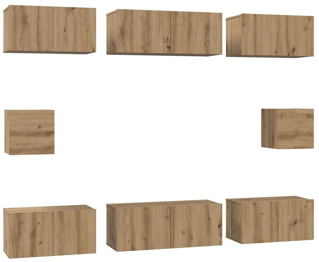 vidaXL Σετ επίπλου τηλεόρασης Επιτοίχιο 8 pcs artisan δρυς