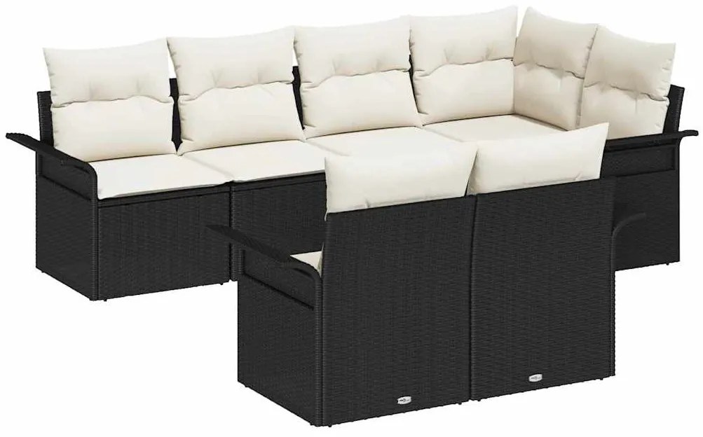 vidaXL Σετ Καναπέ Κήπου με μαξιλάρι 7 pcs Μαύρο Πολυ ράταν