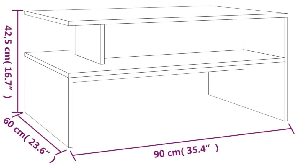 vidaXL Τραπεζάκι Σαλονιού Καπνιστή Δρυς 90x60x42,5 εκ. Επεξεργ. Ξύλο