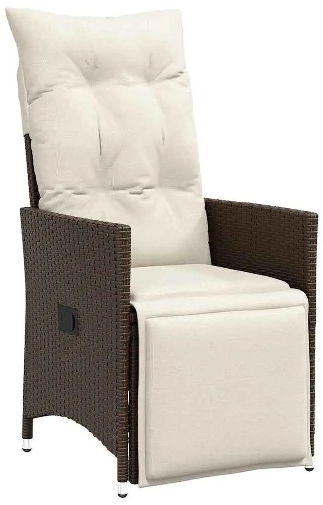 vidaXL Σέτ φαγητού για κήπο με μαξιλάρι 3 pcs Καφέ συνθετικό ρατάν