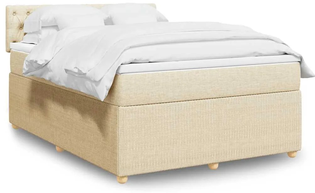 vidaXL Κρεβάτι Boxspring με Στρώμα Κρεμ 140x200 εκ. Υφασμάτινο