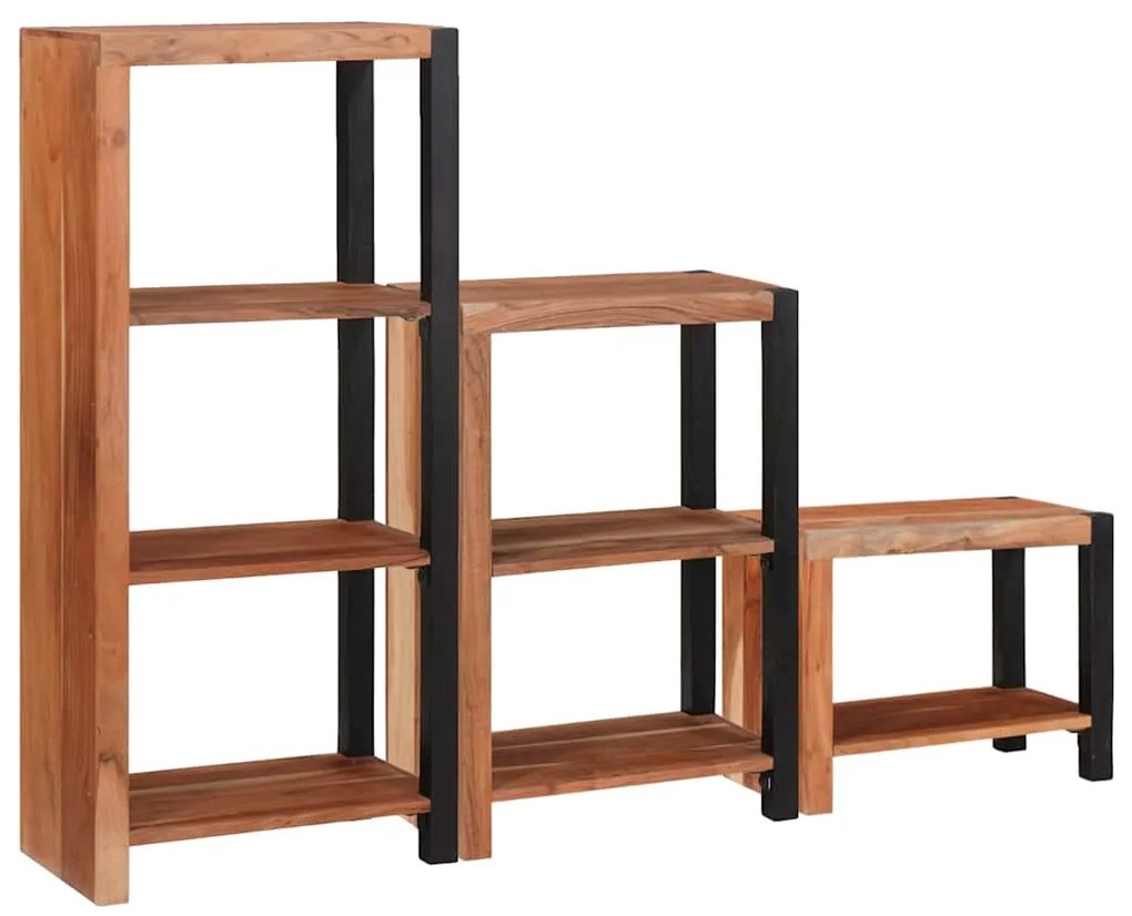 vidaXL Ράφι Βιβλίων 3 pcs Καφέ 50 x 30 x 110 εκ Μασίφ ξύλο ακακίας