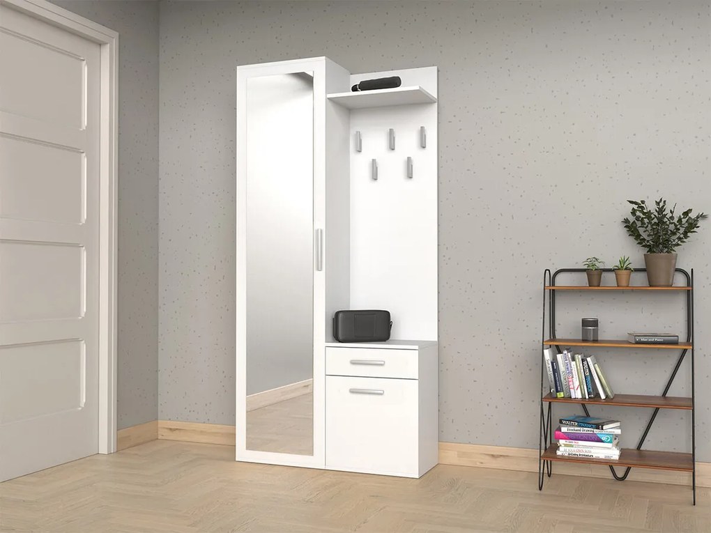 Σετ διαδρόμου Mandeville 110, 180x100x35cm, 38 kg, Καθρέφτης, Άσπρο, Πλαστικοποιημένη μοριοσανίδα, Τοίχου, Εντοιχισμένη | Epipla1.gr