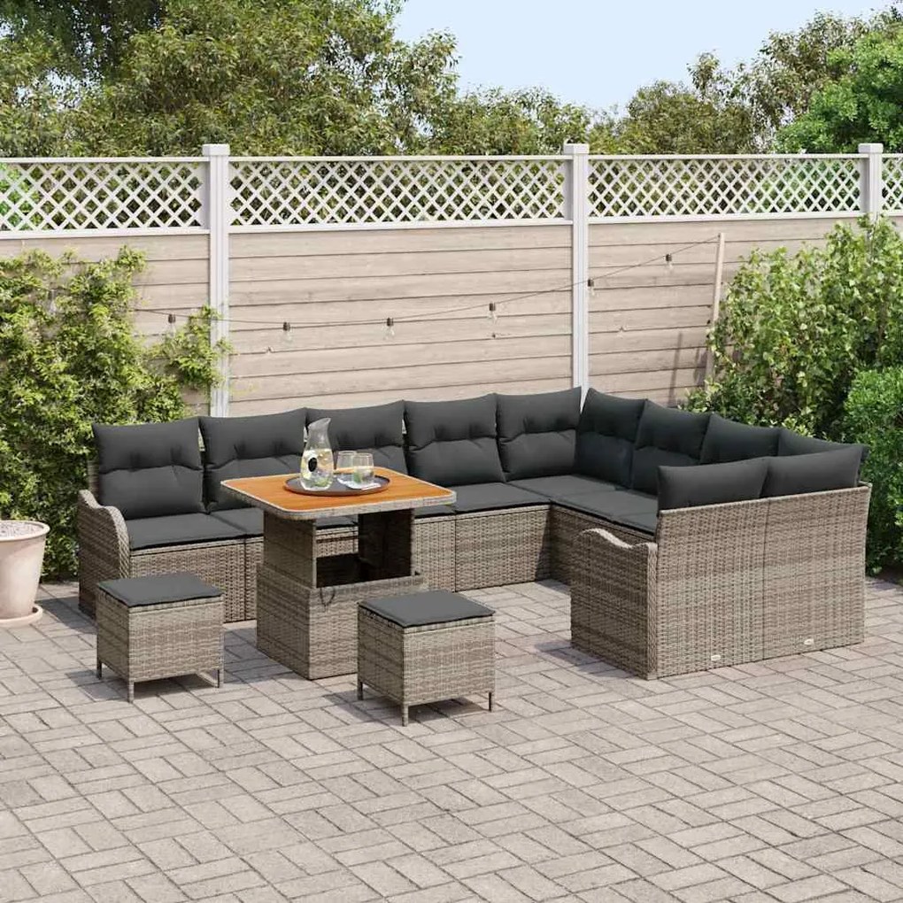 vidaXL Σετ Καναπέ Κήπου 12 pcs Γκρι συνθετικό ρατάν