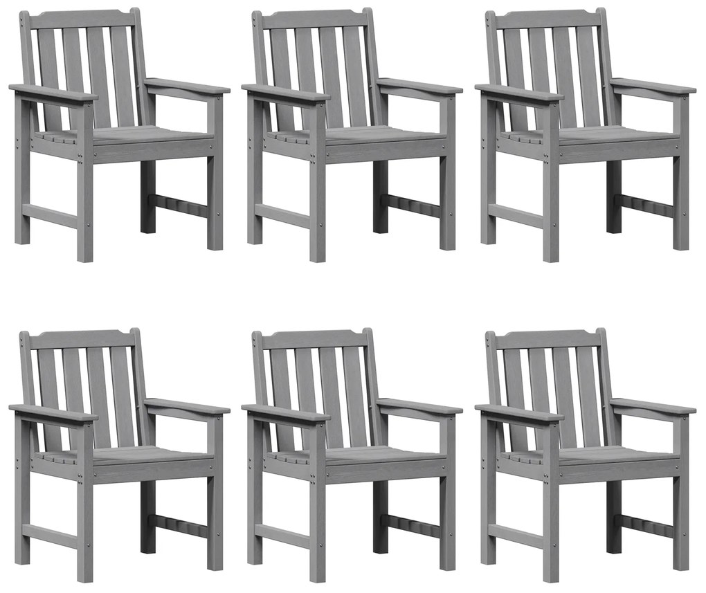 vidaXL Καρέκλες Κήπου 6 τεμ Ανοιχτό Γκρι 65.5x55.5x88 εκ. HDPE