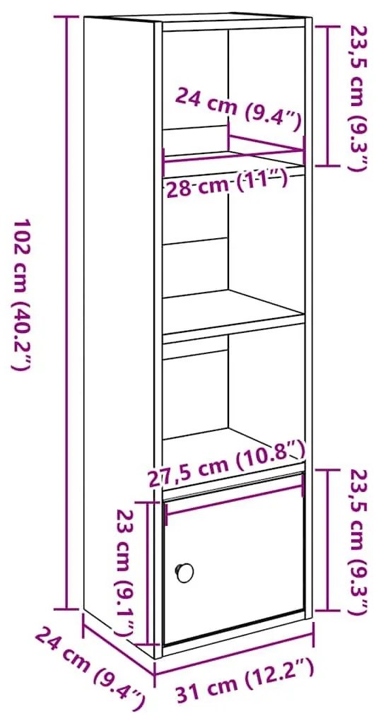 Βιβλιοθήκη Όψη Παλαιού Ξύλου 31x24x102 εκ. Επεξεργασμένο Ξύλο - Καφέ