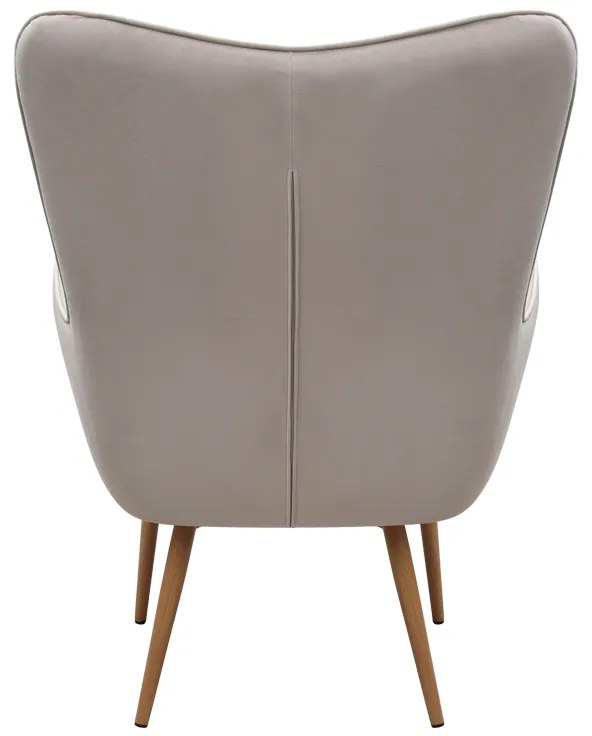 Πολυθρόνα - Μπερζέρα με υποπόδιο Lily Megapap μπεζ βελούδο - μεταλλικό πόδι χρώμα φυσικό 70x62x98εκ.