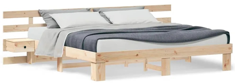 vidaXL Σκελετός Κρεβατιού Καφέ 200 x 200 cm Μασίφ ξύλο πεύκου