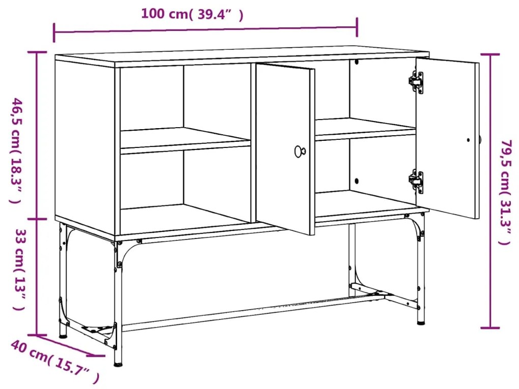 Ντουλάπι Καφέ Δρυς 100x40x79,5 εκ. από Επεξεργασμένο Ξύλο - Καφέ