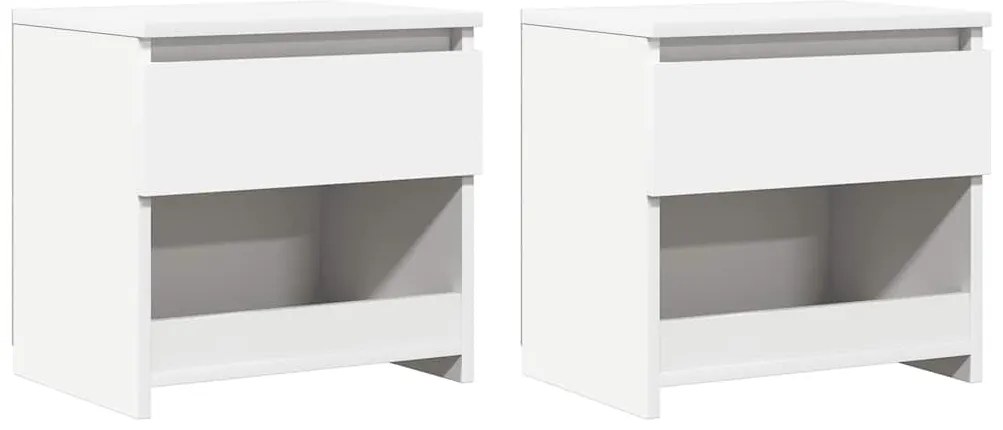 vidaXL Κομοδίνα 2 τεμ. Λευκά 40 x 30 x 39 εκ. από Επεξ. Ξύλο