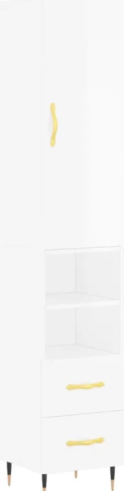 vidaXL Ντουλάπι Γυαλ. Λευκό 34,5 x 34 x 180 εκ. από Επεξεργασμένο Ξύλο
