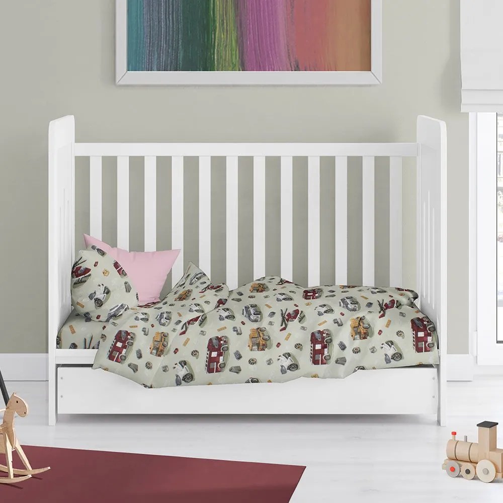 Παπλωματοθήκη Βρεφική Toys 47 Olive DimCol 120x160cm 100% Cotton Flannel