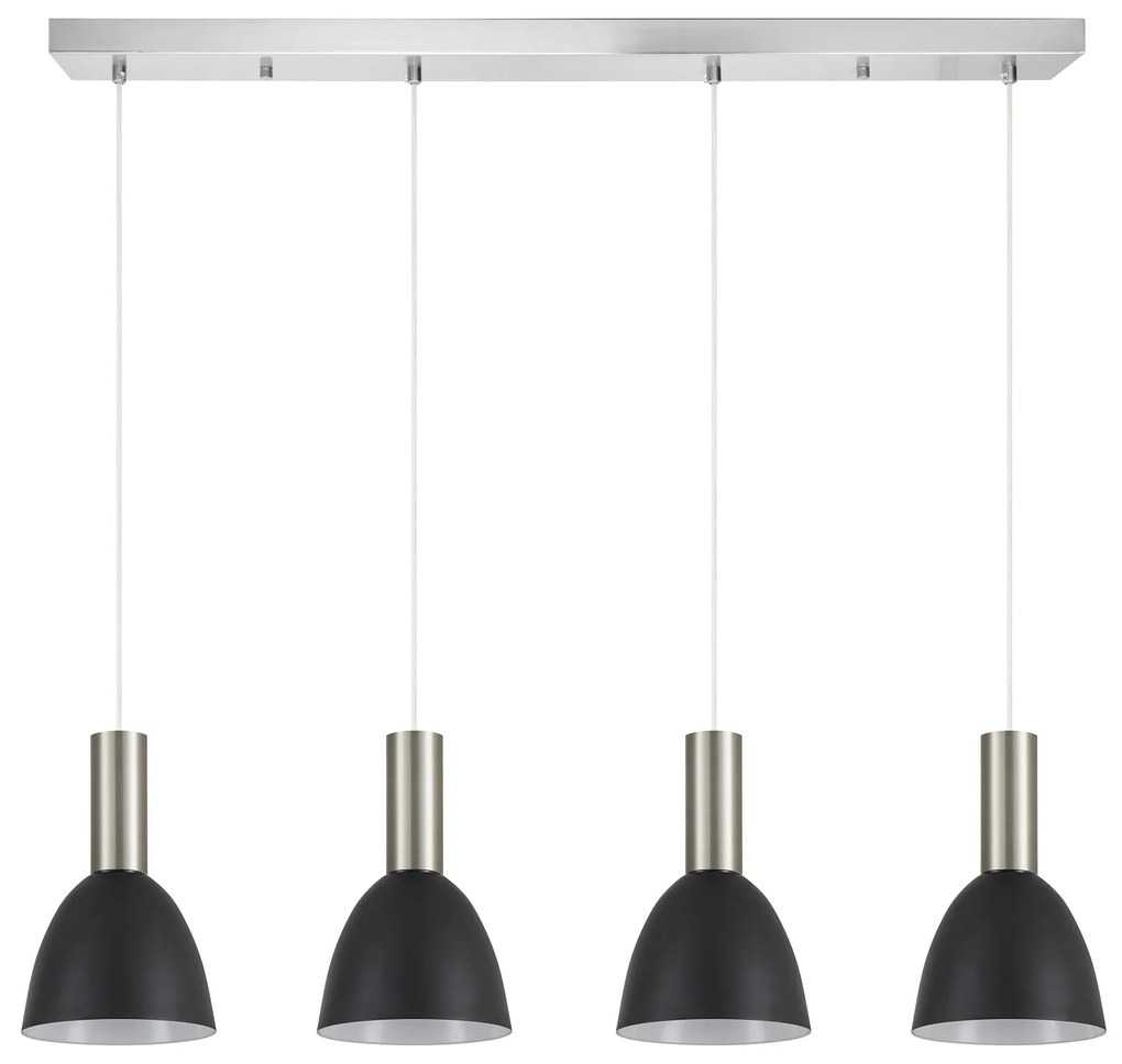 Φωτιστικό Οροφής  SE21-NM-4-4NM-MS2 ADEPT TUBE Nickel Matt Pendant Black Metal Shade+ - 77-8462 - 51W - 100W - 77-8462