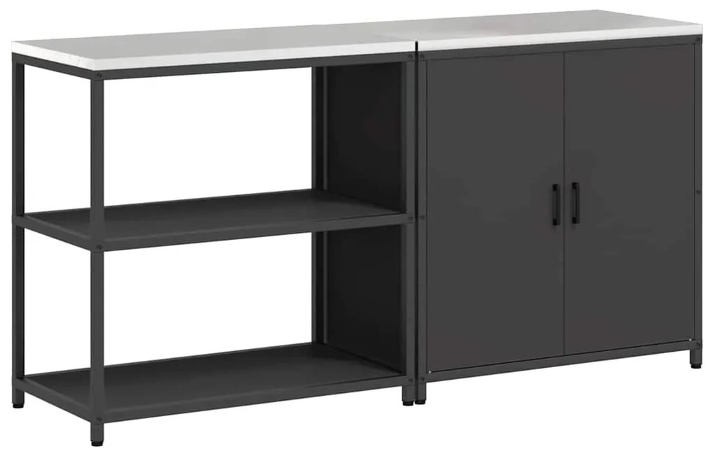 vidaXL Σετ Αποθήκευσης Κουζίνας με ράφι 2 pcs Μαύρο 180 x 50 x 92 εκ.