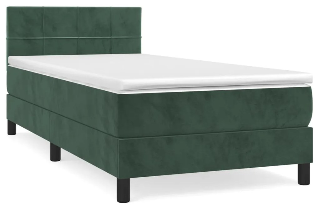 ΚΡΕΒΑΤΙ BOXSPRING ΜΕ ΣΤΡΩΜΑ ΣΚΟΥΡΟ ΠΡΑΣΙΝΟ 90X190 ΕΚ. ΒΕΛΟΥΔΙΝΟ 3141278