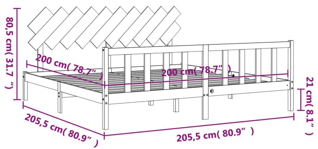 ΠΛΑΙΣΙΟ ΚΡΕΒΑΤΙΟΥ ΜΕ ΚΕΦΑΛΑΡΙ ΛΕΥΚΟ 200X200 ΕΚ. ΜΑΣΙΦ ΞΥΛΟ 3193487