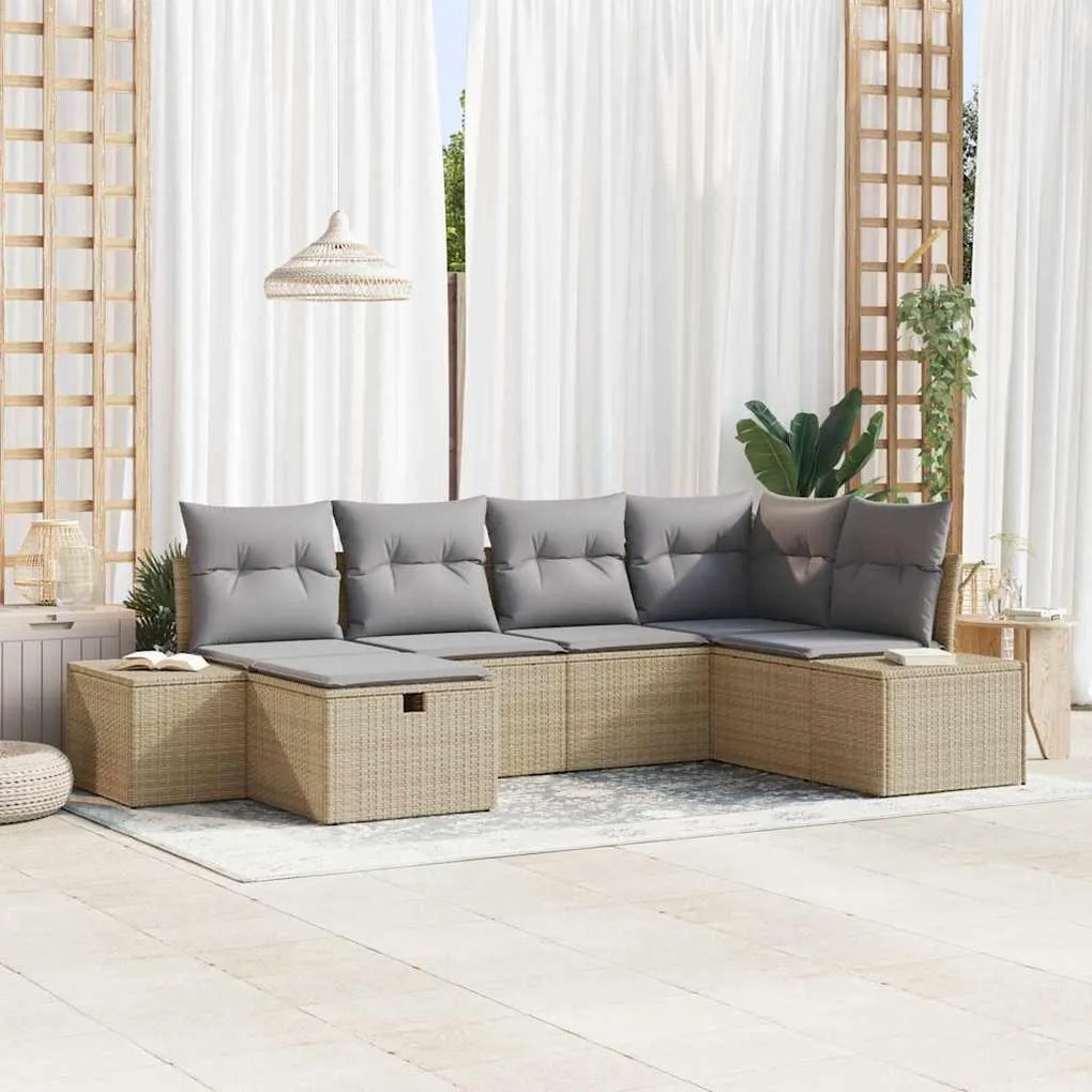 vidaXL Σετ Καναπέ Κήπου 6 pcs Μπεζ 55 x 62 x 69 εκ Πολυ ράταν