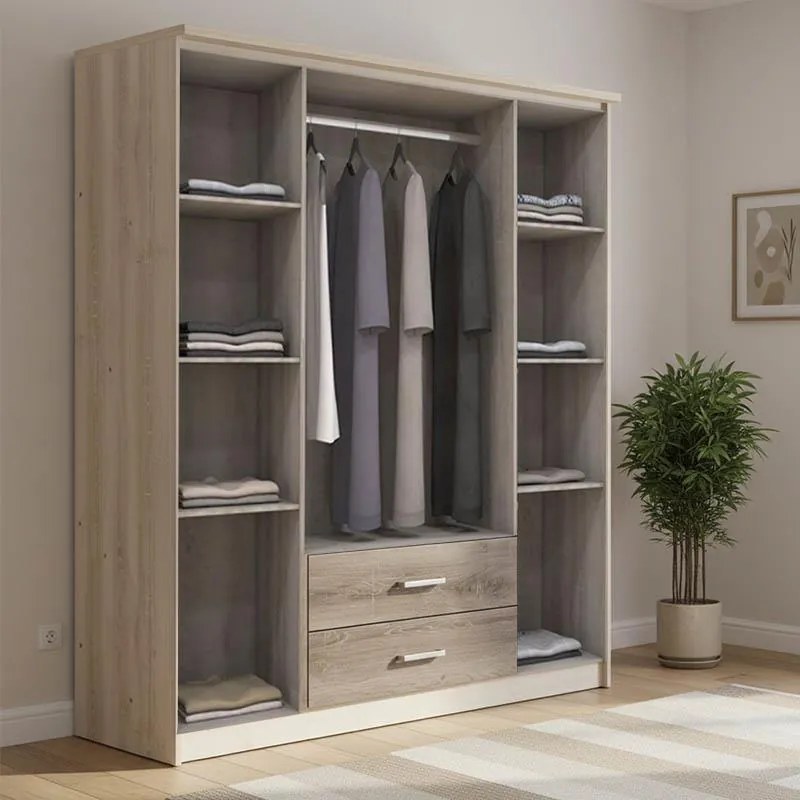 Ντουλάπα ρούχων τετράφυλλη OLYMPUS χρώμα castillo-toro 159x57x183εκ 159x57x183 εκ.