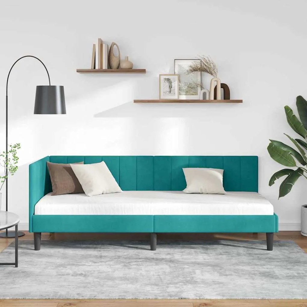 vidaXL Κρεβάτι Γωνίας με κεφαλάρι Τιρκουάζ 80 x 200 cm Βελούδο
