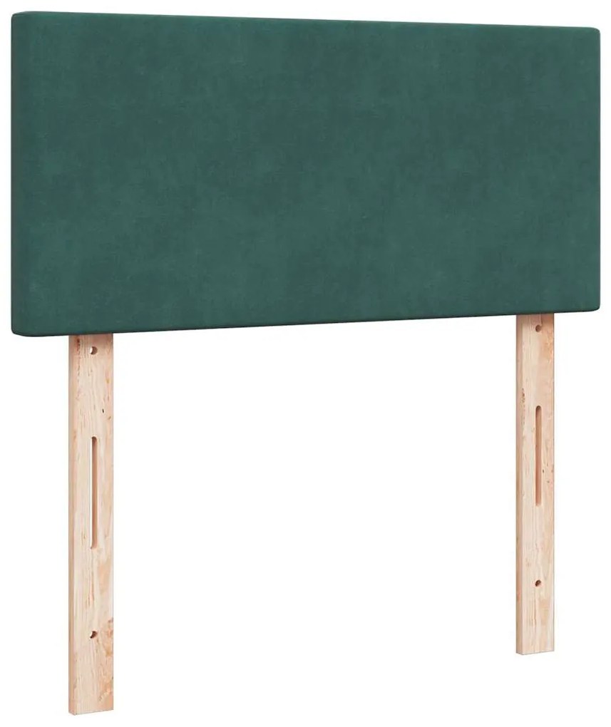 vidaXL Κρεβάτι Boxspring με Στρώμα Σκούρο Πράσινο 100x200εκ. Βελούδινο
