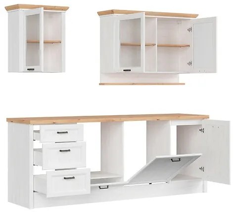 Σετ κουζίνας Boston CZ106, 230x60cm, 158 kg, Πάγκος, Πλαστικοποιημένη μοριοσανίδα, Πλαστικοποιημένη μοριοσανίδα, Γυαλί | Epipla1.gr