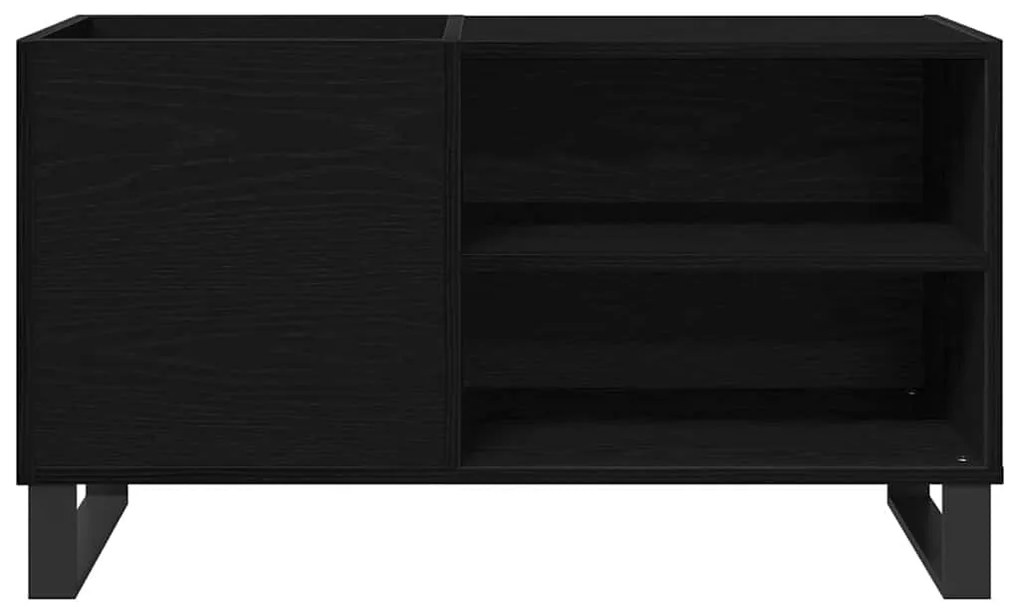 vidaXL Ντουλάπι δίσκων βινυλίου με ράφι Μαύρη Οξυά 85 x 38 x 48 εκ