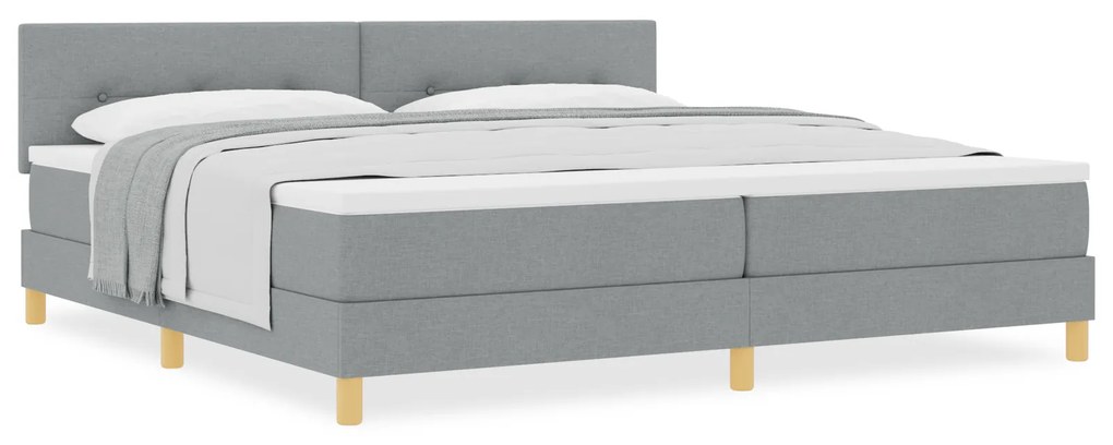vidaXL Κρεβάτι με Βάση με Στρώμα Ανοιχτό Γκρι 200x200 εκ. Ύφασμα