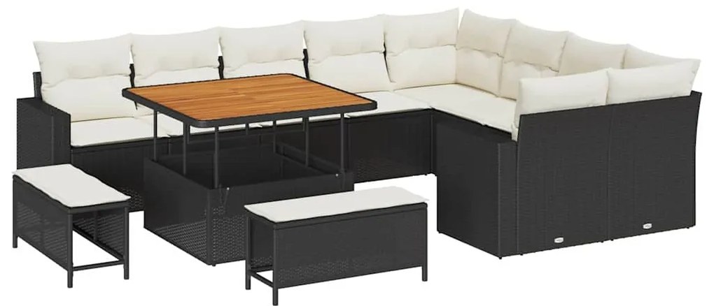 vidaXL Σετ Καναπέ Κήπου 12 pcs Μαύρο συνθετικό ρατάν