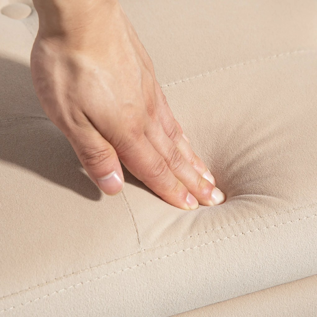 HOMCOM Βελούδινο Παγκάκι με Αποθηκευτικό Χώρο, Μπράτσα, Βελούδινο Πολυεστέρας, Καουτσούκ Ξύλο, 107 x 42 x 65 cm, Μπεζ