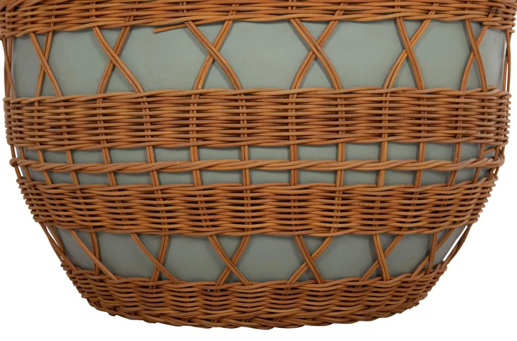 Τραπεζάκι σαλονιού VILHENA Fiber Cement Πράσινο και Rattan Φυσικό Φ56x47Υεκ. 56x56x47 εκ.