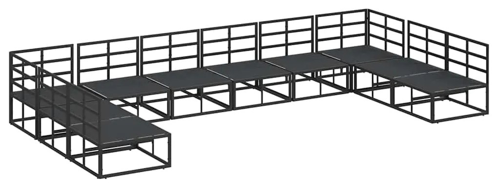 vidaXL Σετ Καναπέ Κήπου με μαξιλάρι 10 pcs Μαύρο Αλουμίνιο