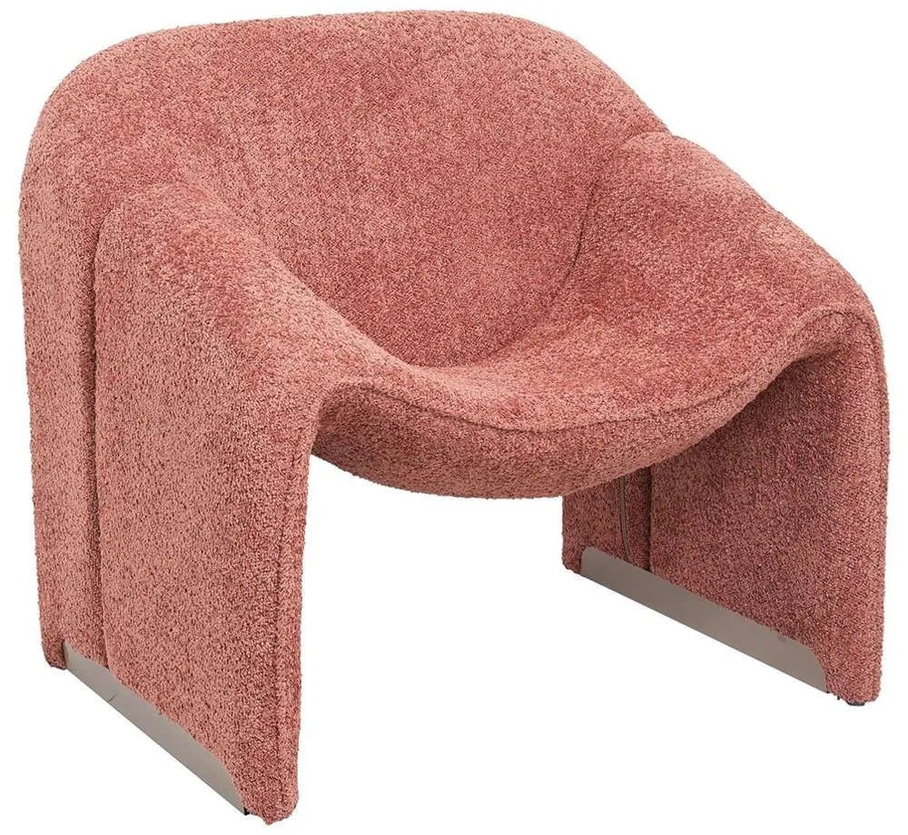 Πολυθρόνα Spiner HM9599.02 81x64x74cm Με Μπουκλέ Ύφασμα Pink Fabric