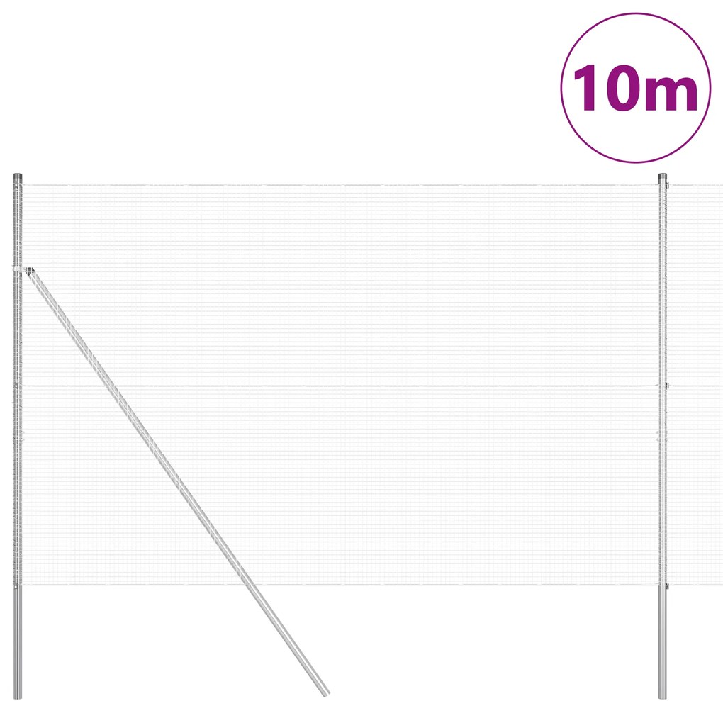 vidaXL Welded Wire Fence με 7 Πόλους 1.6x10 μ Γαλβανισμένος Χάλυβας