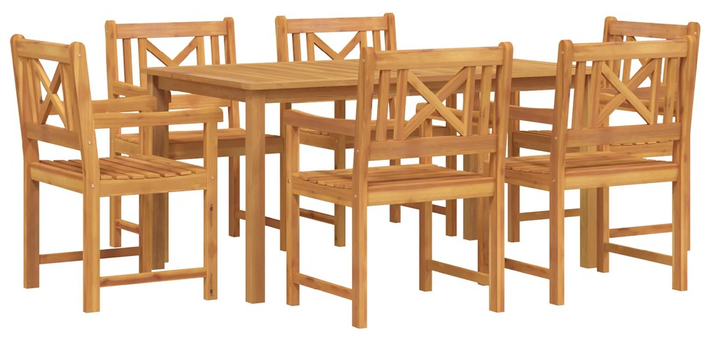 vidaXL Σέτ φαγητού για κήπο 7 pcs Καφέ Μασίφ ξύλο ακακίας