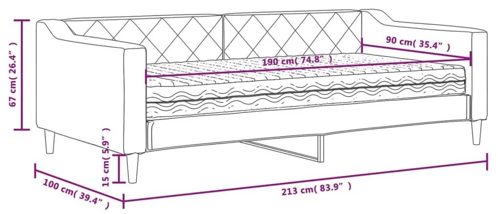 Καναπές Κρεβάτι με Στρώμα Ανοιχτό Γκρι 90 x 200 εκ. Υφασμάτινο - Γκρι