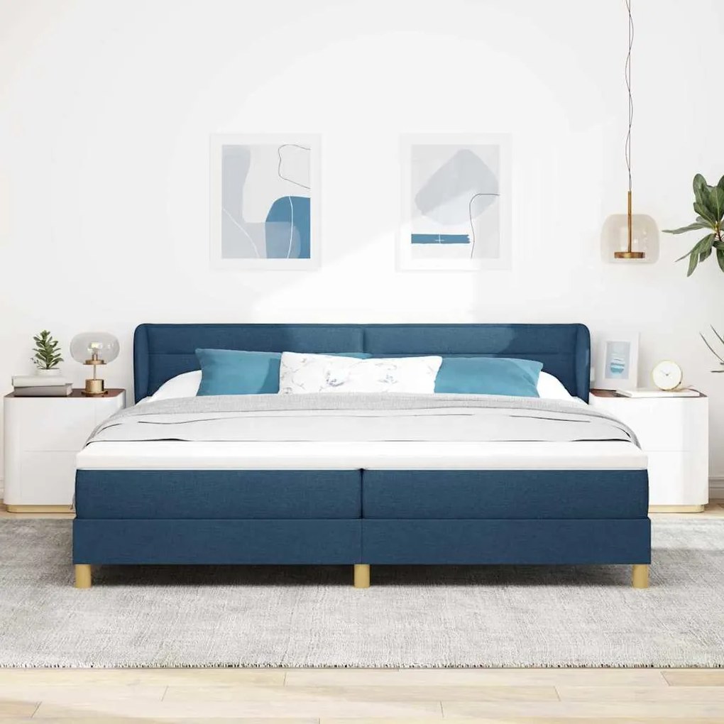 vidaXL Κρεβάτι με Ελατήρια και Στρώμα Κρεμ 90x200 εκ Υφασμα Μπλε