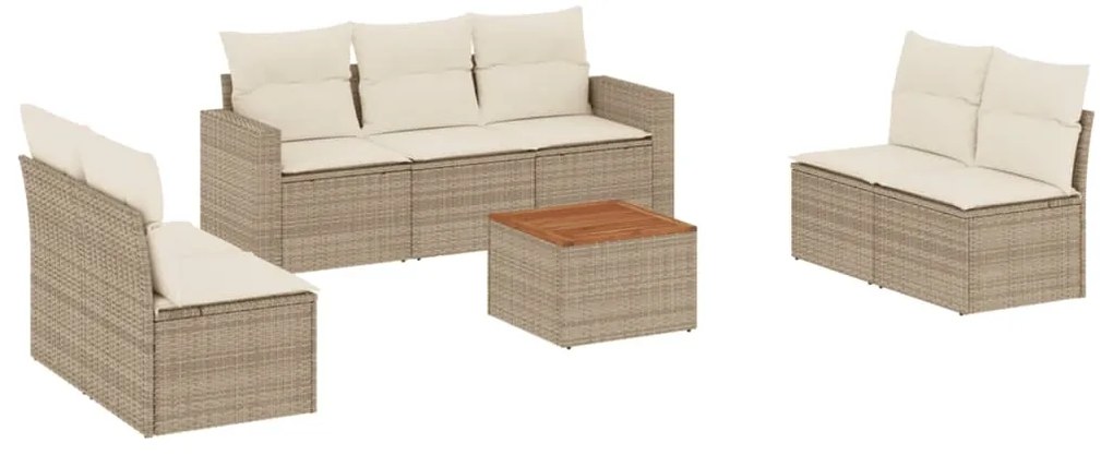 vidaXL Σαλόνι Κήπου Σετ 8 τεμ. Μπεζ Συνθετικό Ρατάν με Μαξιλάρια