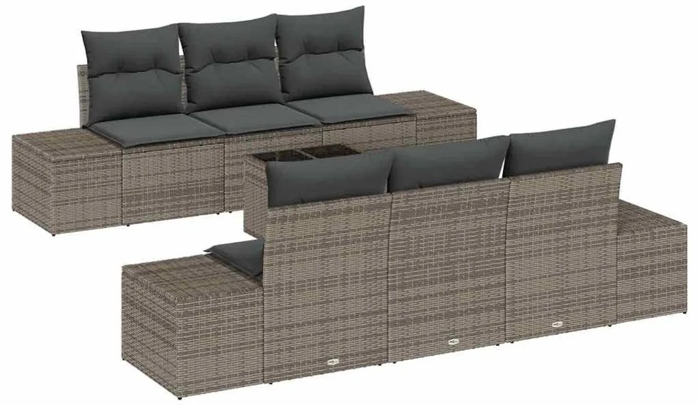 vidaXL Σετ Καναπέ Κήπου με μαξιλάρι 7 pcs Γκρι 55 x 55 x 37 εκ