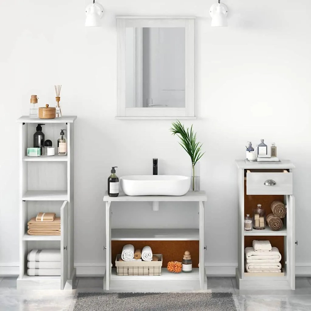 vidaXL Σετ Επίπλων Μπάνιου με ράφι 3 pcs Λευκό αντικέ 37 x 34 x 110 εκ
